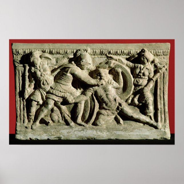 Battle scene from a cinerary urn, Etruscan Poster (Front)