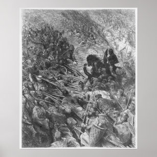 Battle scene, illustration from 'Orlando Furioso' Poster