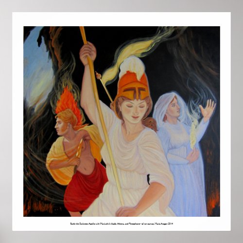 Battle the Darkness Athena Apollo and Persephone Poster
