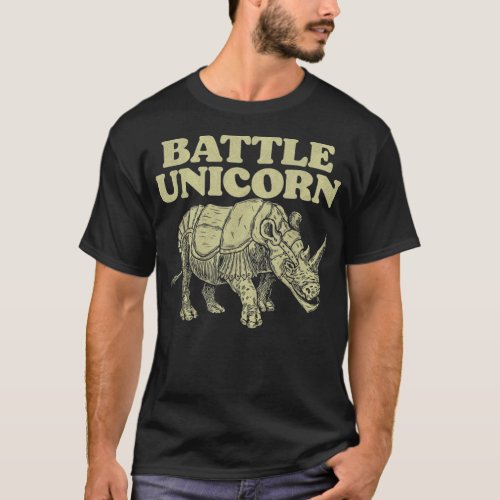 Battle Unicorn Funny Vintage Armored Rhino 1091 T_Shirt