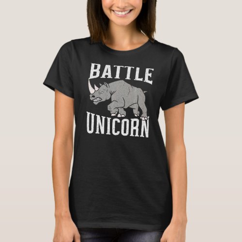 Battle Unicorn Rhinocerus Wildlife Animal Herbivor T_Shirt