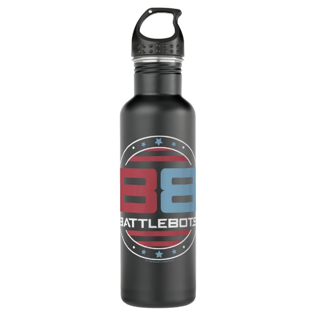 BattleBots Patriotic American Flag Circle Logo  Stainless Steel Water Bottle (Front)