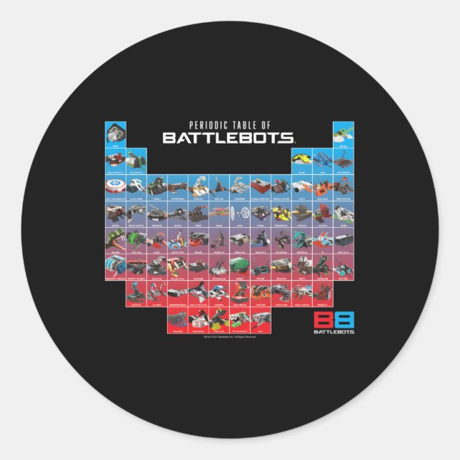 Battlebots Periodic Table Of Battlebots Classic Round Sticker (Front)