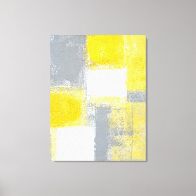 'Battlefield' Grey and Yellow Abstract Art Canvas Print (Front)
