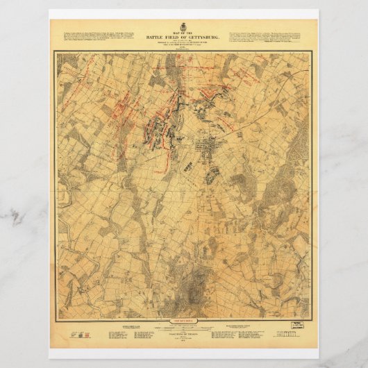 Battlefield of Gettysburg Map by John Bachelder (Front)