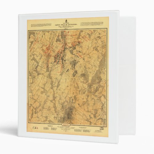 Battlefield of Gettysburg Map by John Bachelder 3 Ring Binder