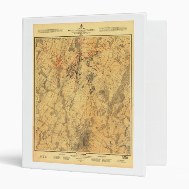 Battlefield of Gettysburg Map by John Bachelder 3 Ring Binder (Front/Inside)