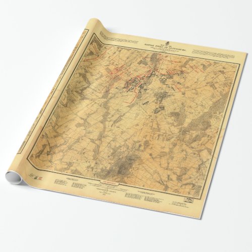 Battlefield of Gettysburg Map by John Bachelder Wrapping Paper
