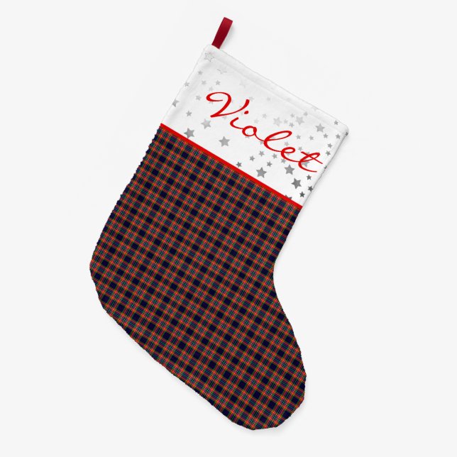 Battlefield Plaid Large Christmas Stocking (Front (Hanging))