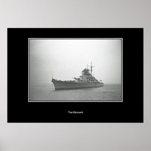 Battleship Bismarck, Schlachtschiff Vintage Poster