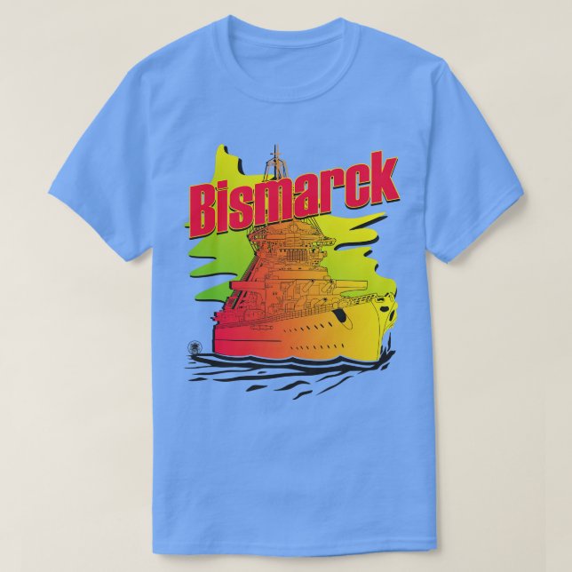Battleship Bismarck Synthwave style T-Shirt (Design Front)