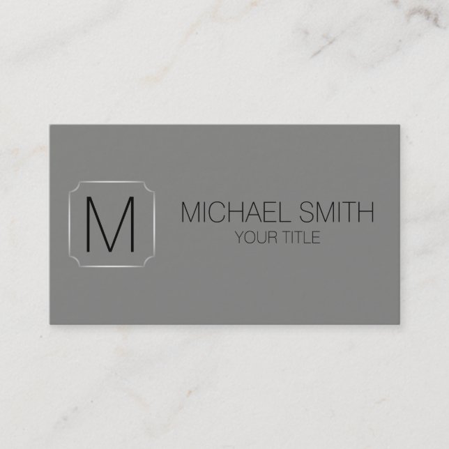 Battleship grey color background business card (Front)