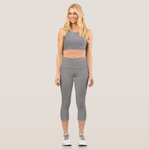  Battleship grey solid color  Capri Leggings