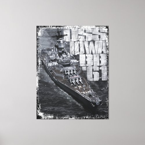 Battleship Iowa Premium Wrapped Canvas Gloss
