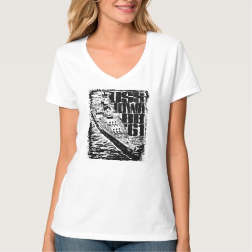 Battleship Iowa Womens Hanes Nano V_Neck T_Shirt