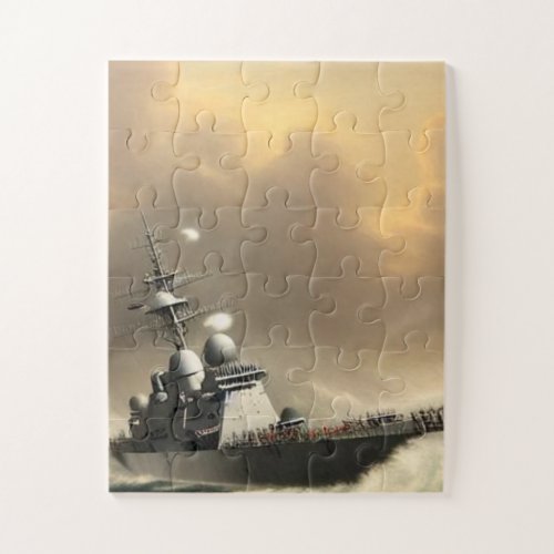 Battleship on Stormy Seas Jigsaw Puzzle
