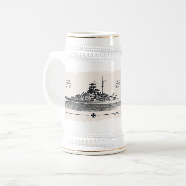 Battleship Tirpitz Beer Stein (Front Left)