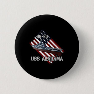 Battleship Uss Alabama Bb-60 & Combat Warship Button