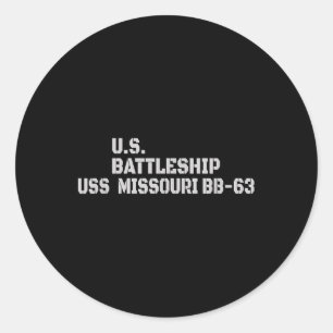 Battleship Uss Missouri Bb-63 Warship Veteran Fath Classic Round Sticker