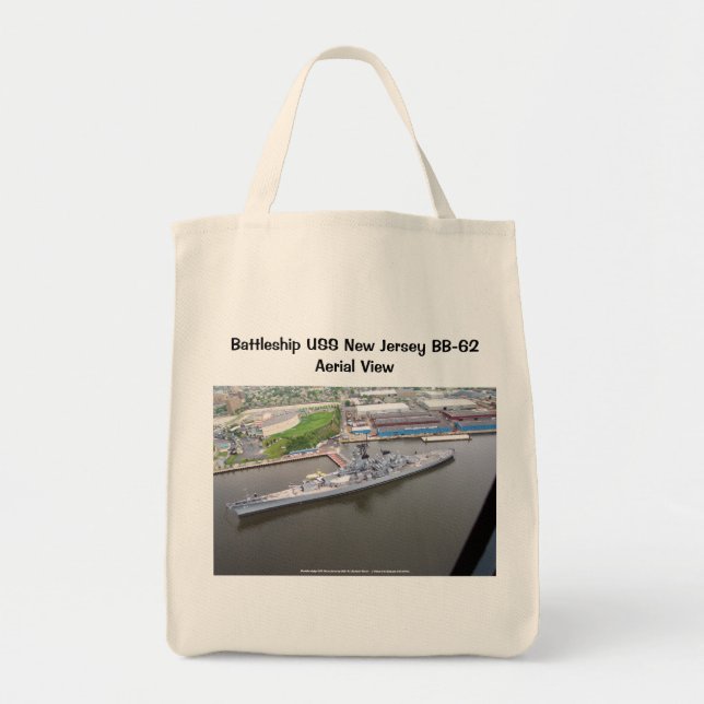Battleship USS New Jersey BB-62 Aerial View Tote Bag (Front)