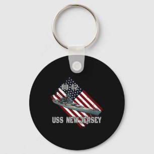 Battleship Uss New Jersey Bb-62 & Combat Warsh Keychain