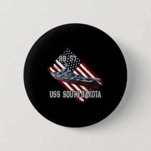 Battleship Uss South Dakota Bb-57 &amp; Combat War Button