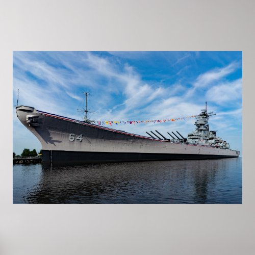 Battleship USS Wisconsin BB_64 Dress Ship Poster