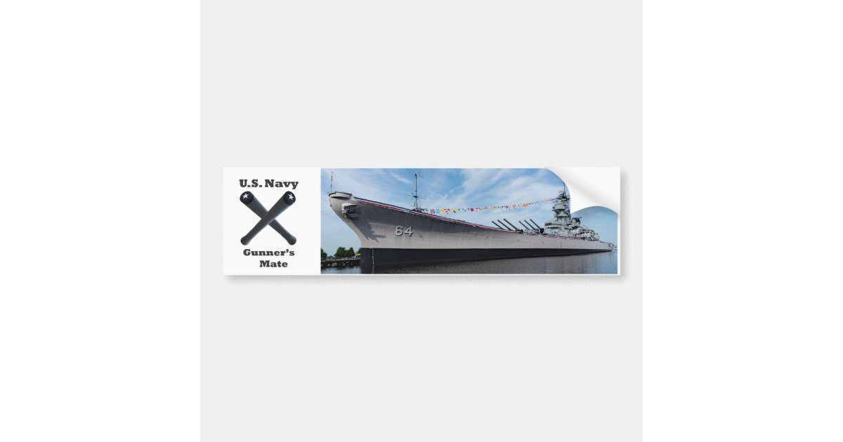 Battleship USS Wisconsin BB-64 Gunner's Mate Bumper Sticker