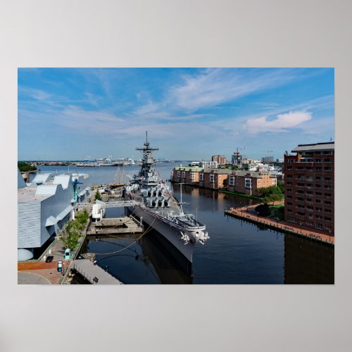 Battleship USS Wisconsin BB_64 Harbor View 19x13  Poster