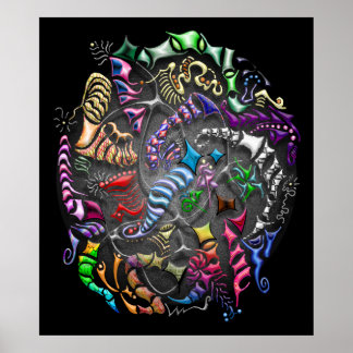 Battling Kites -- Black Poster