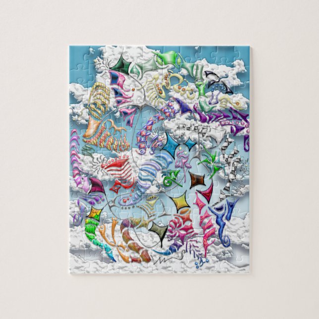 Battling Kites -- Blue Jigsaw Puzzle (Vertical)