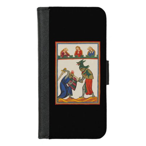 Battling Knights At A Tournament 14th Century iPhone 87 Wallet Case