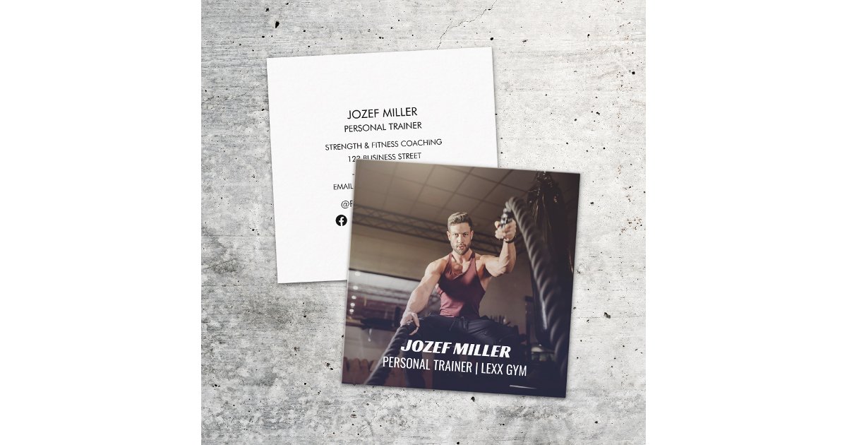 Battle Ropes Card Battling Ropes Sports Fitness Personal Trainer Square Business Card ...