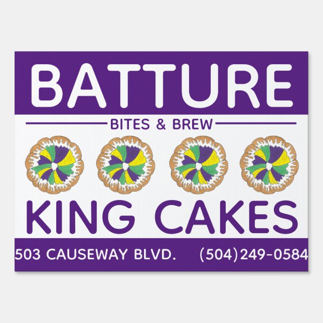 BATTURE King Cakes Custom Sign (Front)