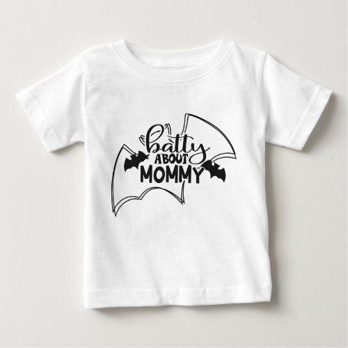 Batty About Mommy Cute Modern Halloween Baby T_Shirt