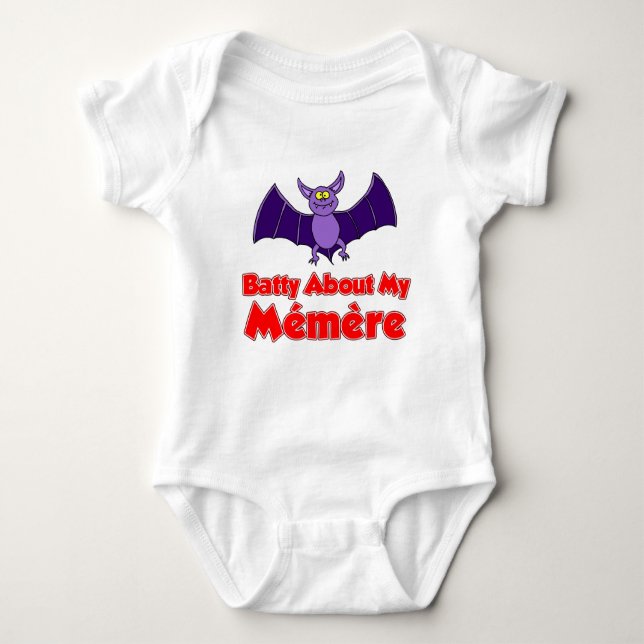 Batty About My Memere Baby Bodysuit (Front)