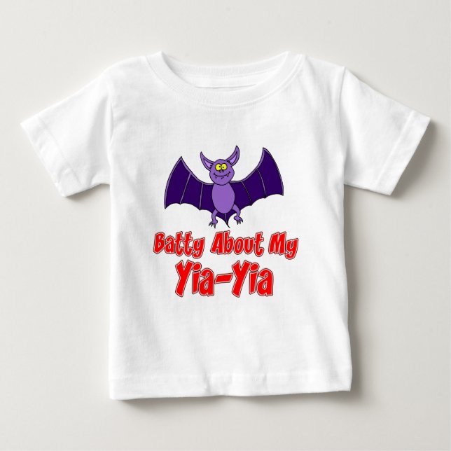 Batty About My Yia-Yia Baby T-Shirt (Front)