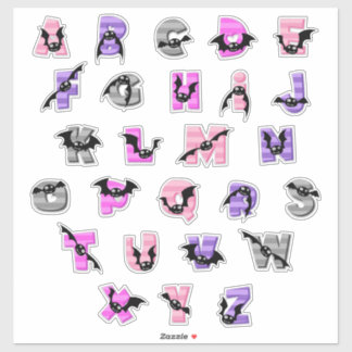 Batty Alphabet Stickers | Cute Bat Letter & Number