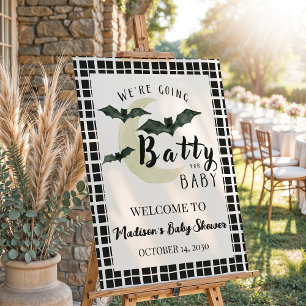 Batty for Baby Black Halloween Baby Shower Welcome Foam Board