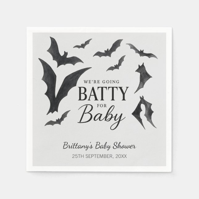 Batty For Baby Halloween Bats Baby Shower Napkins (Front)