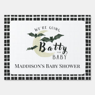 Batty for Baby Watercolor Black Bats Baby Shower Sign