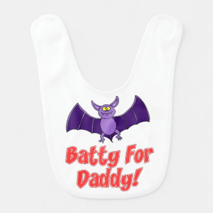 Batty For Daddy Cartoon Bat Baby Bib