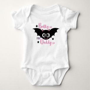 Batty for Daddy Cute 1st Halloween Pink Bat Baby Bodysuit