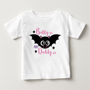 Batty for Daddy Cute 1st Halloween Pink Bat Baby T-Shirt