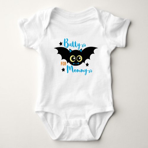 Batty for Mommy Cute 1st Halloween Blue Bat  Baby Bodysuit