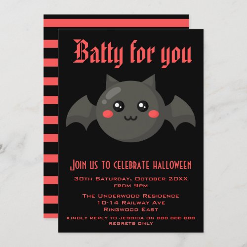 BATTY FOR YOU HALLOWEEN PARTY INVITATION