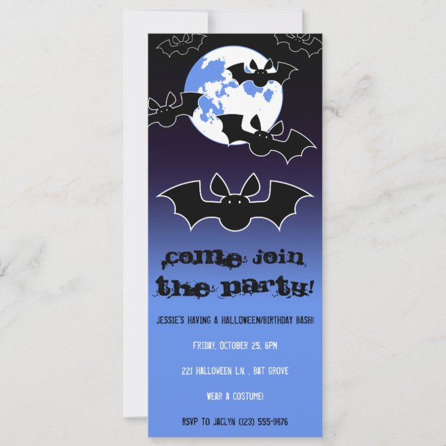 Batty Halloween/Birthday Invites (Front)