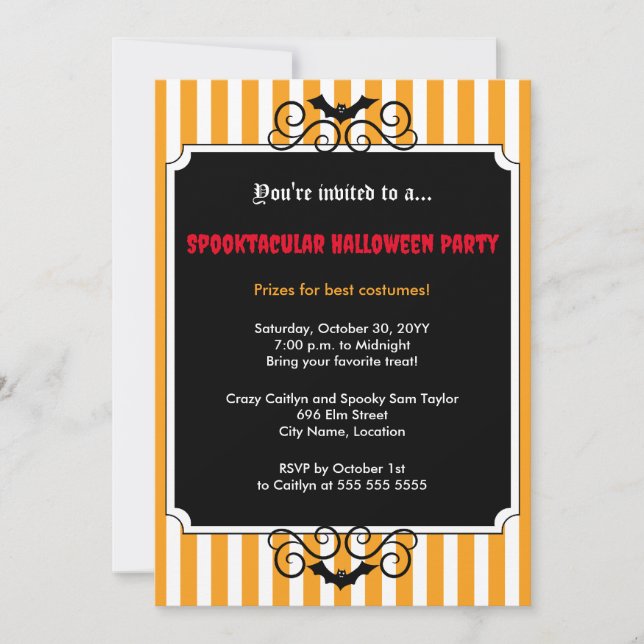Batty Halloween Party Invitation (Front)