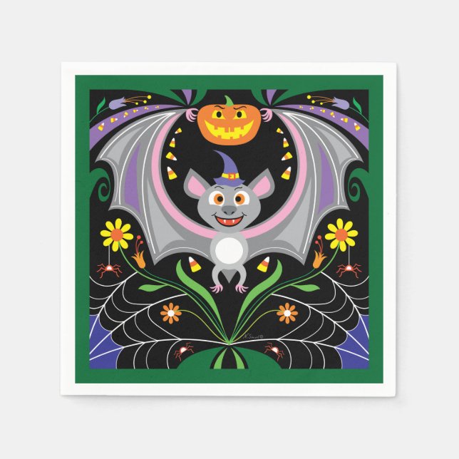 Batty Midnight Pumpkin Patch Napkins (Front)