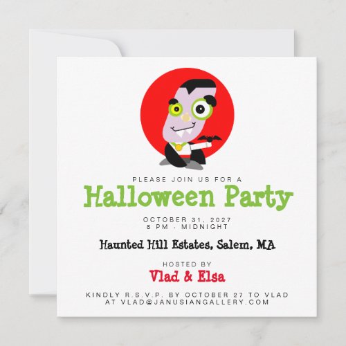 Batty Vampire Halloween Party Invitation